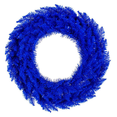  Vickerman 36 inch  Blue Artificial UnLit Wreath with 320 PVC Tips 