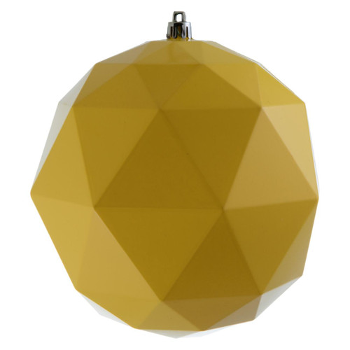  Vickerman 4.75 inch  Yellow Shiny Geometric Ball Ornament, 4 per bag 