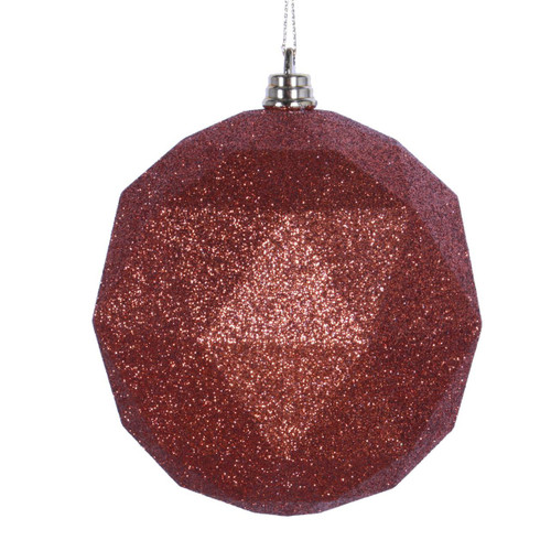  Vickerman 4.75 inch  Copper Geometric Ball Ornament Featuring a Glitter Finish. Comes 4 per bag 