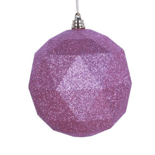  Vickerman 4.75 inch  Mauve Geometric Ball Ornament Featuring a Glitter Finish. Comes 4 per bag 