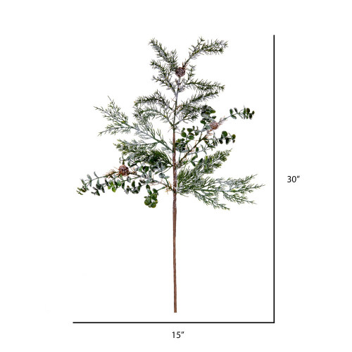  Vickerman Artificial Green Snow Cedar and Eucalyptus Spray 