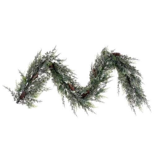  Vickerman Artificial Snow Cedar Hanging Garland with Pinecones. 