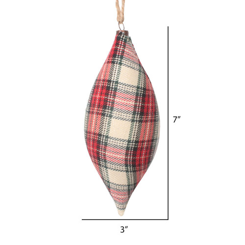  Vickerman Plaid Finial Christmas Ornament, 4/bag 