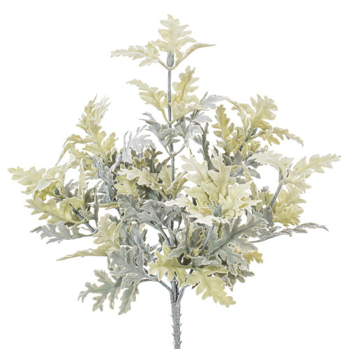  Vickerman Artificial Green Flocked Dusty Miller Bush, 2/pk 