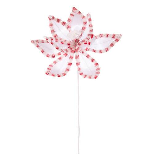  Vickerman 22" Frosted Peppermint Trim Poinsettia 