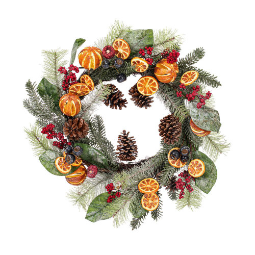  Vickerman Green Mixed Pine Foliage Orange/Berry Wreath 