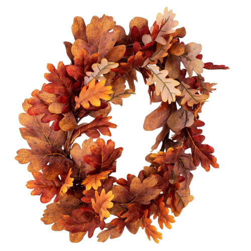  Vickerman Orange Autumn Oak Leaf Wreath 