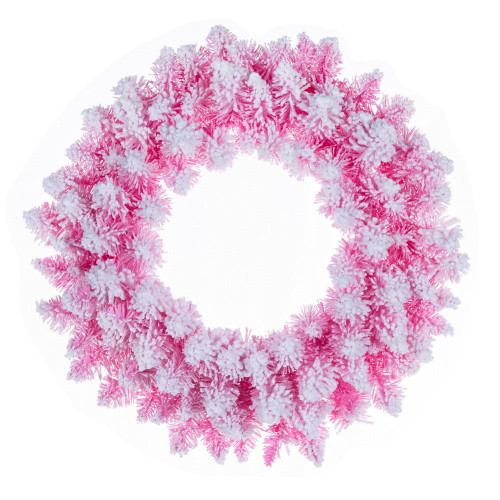  Vickerman Flocked Pink Pencil Fir Artificial Wreath 