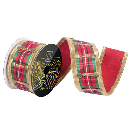 Vickerman 10yd Multi Tartan Nutcracker Button Ribbon 