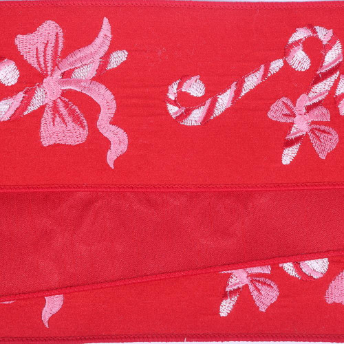  Vickerman 4"x10yd Felt Candy Cane and Bow Ribbon 