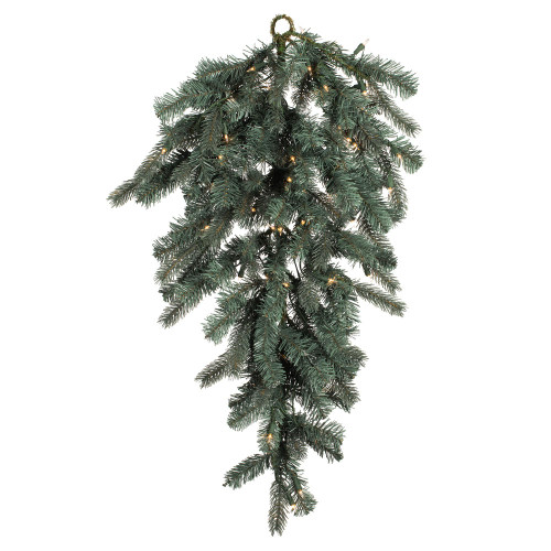 Vickerman 36 inch x 16 inch Colorado Blue Spruce Artificial Christmas TearDrop, Clear Dura-lit Incandescent Lights