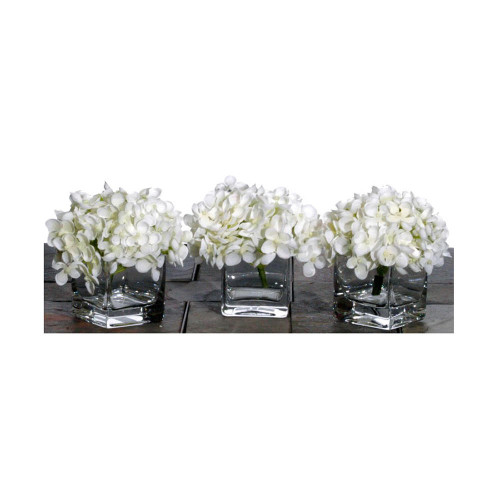 Vickerman Artificial White Mini Hydrangea Set Comes as a Set of 3