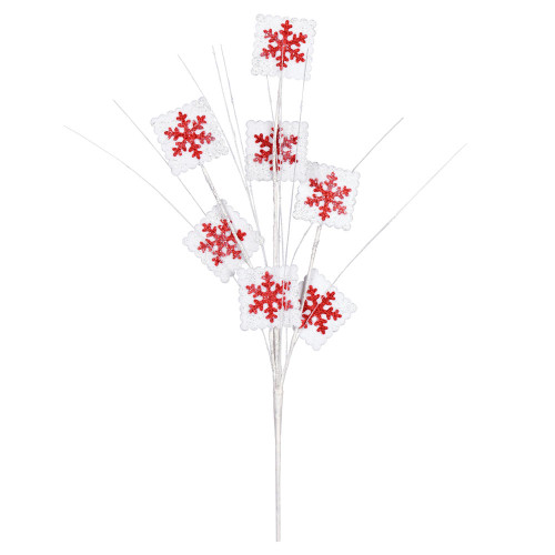 Vickerman Red/White Glitter Snowflake Artificial Christmas Spray Includes 6 sprays per pack