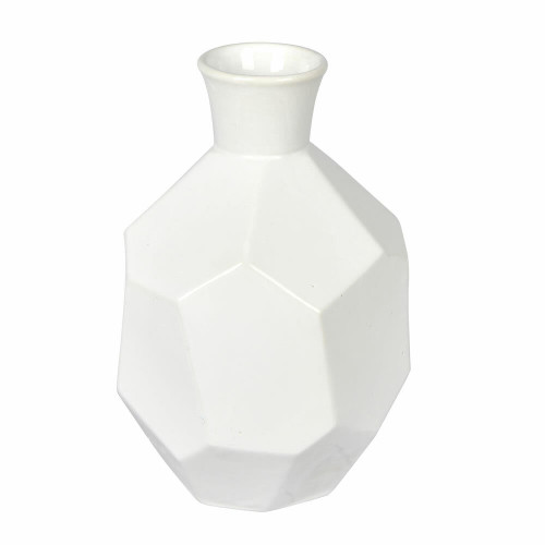 Vickerman 10 inch White Ceramic Geometric Bottle This bottle mixes together touches of whimsical and modern This ceramic bottle has a geometric body and a sleek neck This bottle can stand on its own or pair with any faux floral to add a pop of co
