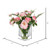 Vickerman 16 inch Artificial Dark Pink Rose In Glass Pot