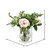 Vickerman 11 inch Artificial Pink Rose In Glass Vase