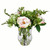 Vickerman 11 inch Artificial Pink Rose In Glass Vase