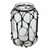 Vickerman 10.3 inch Glass Jar with Black Rope This glass jar measures about 10 inches tall and 6.5 inches wide The jar is accented with black rope tied in a diamond pattern This jar can stand on its own or be paired with your favorite floral to m