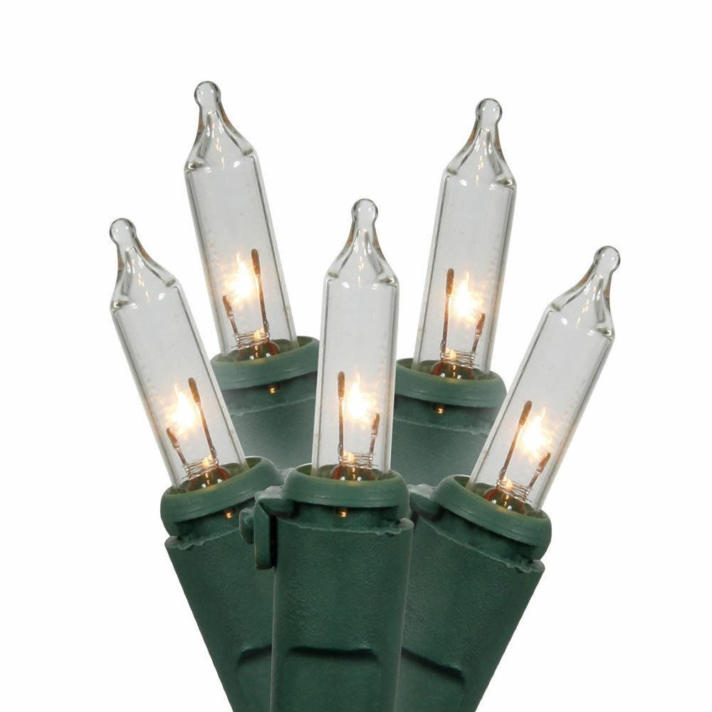 Vickerman 50 Clear Random Twinkle Mini-Light on Green Wire, 16 foot  Christmas Light Strand, image size:1000x1000