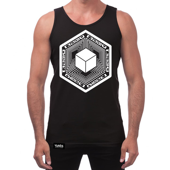 Black Tank w/ White Impossible Cube