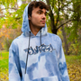 WOMEN'S MEN'S UNISEX BLUE CLOUDS TIE DYE PULLOVER SWEATSHIRT WITH CLASSIC BLAZE1 ON THE CHEST