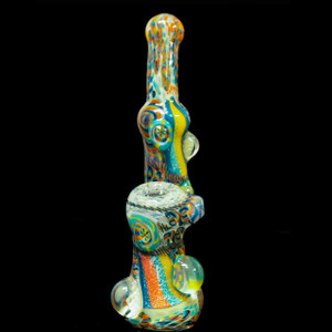 Custom Handmade Herb flower Sherlock bubbler fire & ice made in Chico, Ca