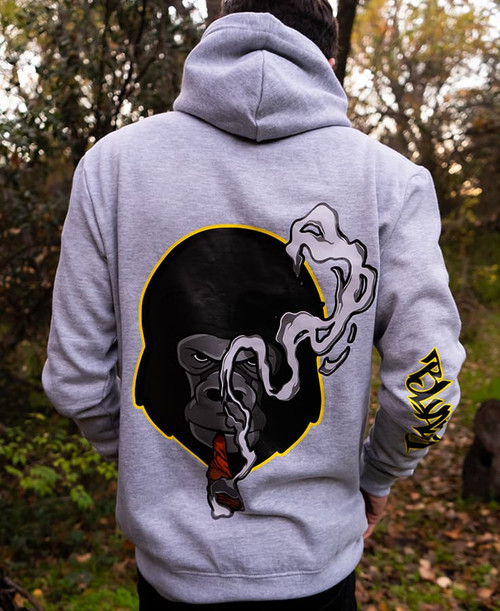 Heather Grey Zip Up Sweatshirt w Aped Out Blaze1