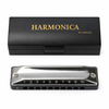 Easttop T002 10 Hole Diatonic Harmonica – Blues Harmonica with Stainless Steel Cover and Case