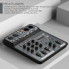 4-Channel Bluetooth USB Audio Mixer with 48V Phantom Power – Light Grey