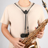 Adjustable Three-Point Saxophone Shoulder Support – Black — detail or usage view