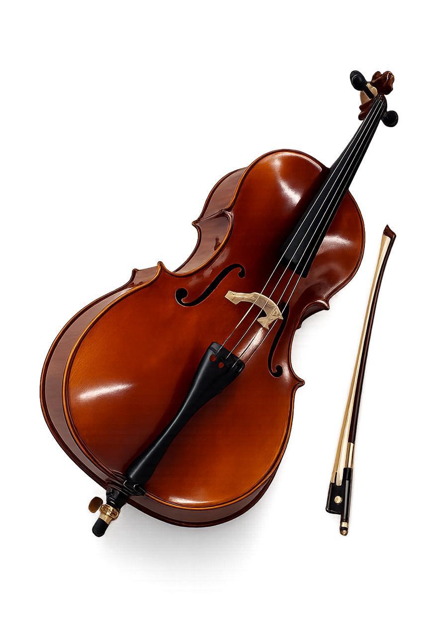 3/4 High Grade Handmade Flamed Cello with Bow, Bag & Rosin