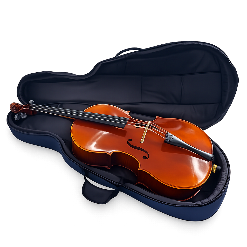 3/4 High Grade Handmade Flamed Cello with Bow, Bag & Rosin