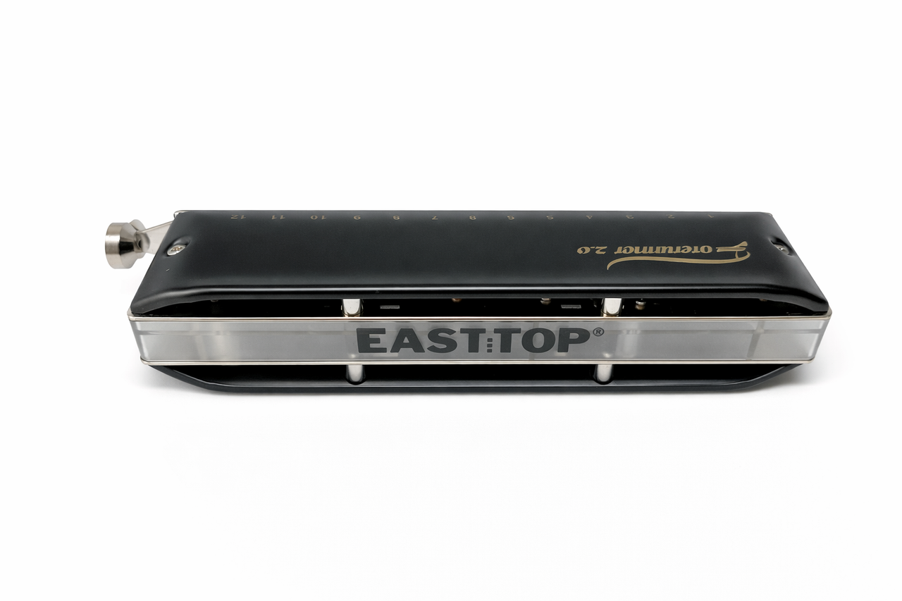 Easttop Forerunner 2.0 Chromatic Harmonica 12-Hole 48 – Transparent ABS Comb, Stainless Steel Covers