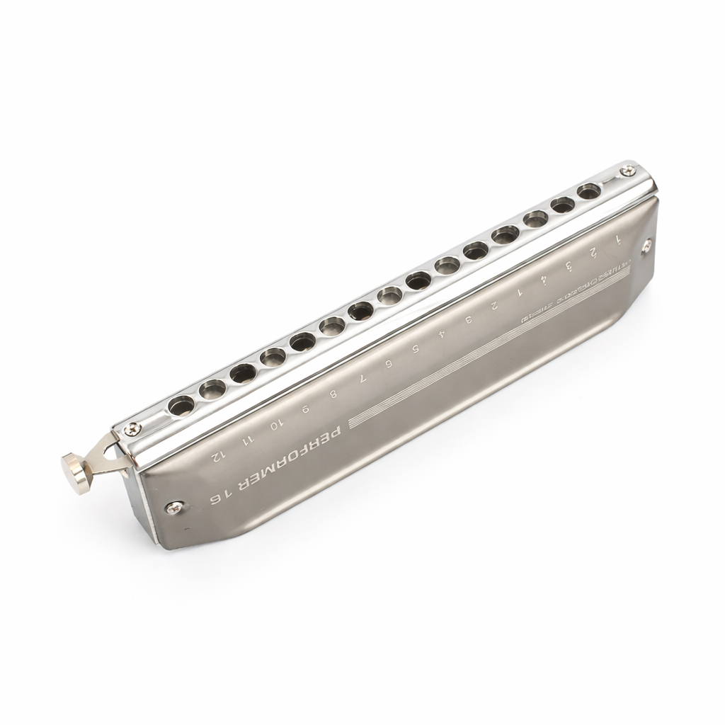 Easttop 16-Hole Chromatic Harmonica Key of C – 64 Tone Aluminum Comb Harmonica