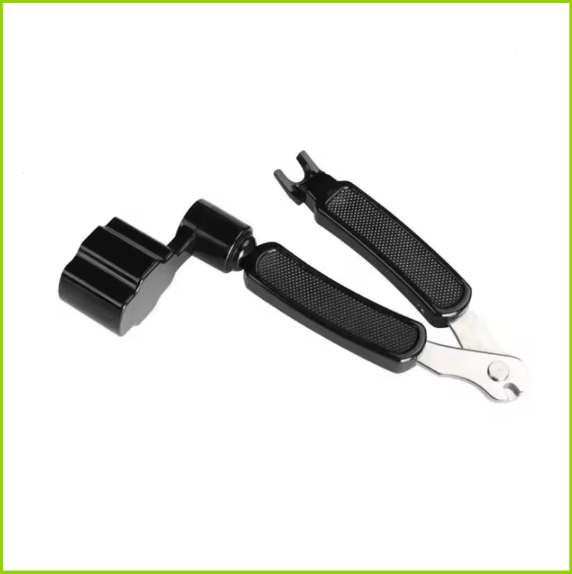 Black 3-in-1 guitar string winder cutter and bridge pin puller