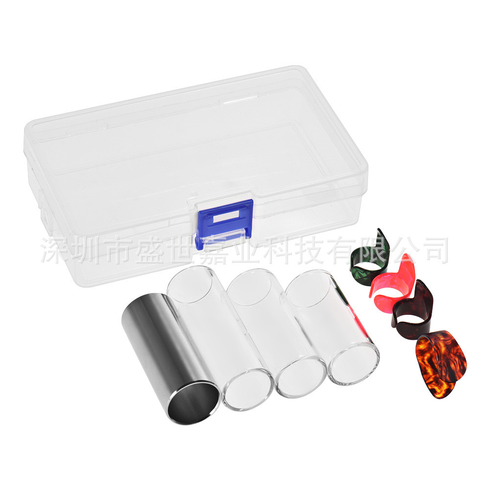 Guitar Slide & Finger Pick Set with Storage Case