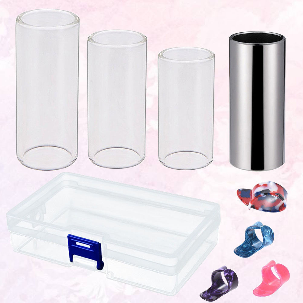 Guitar Slide & Finger Pick Set with Storage Case