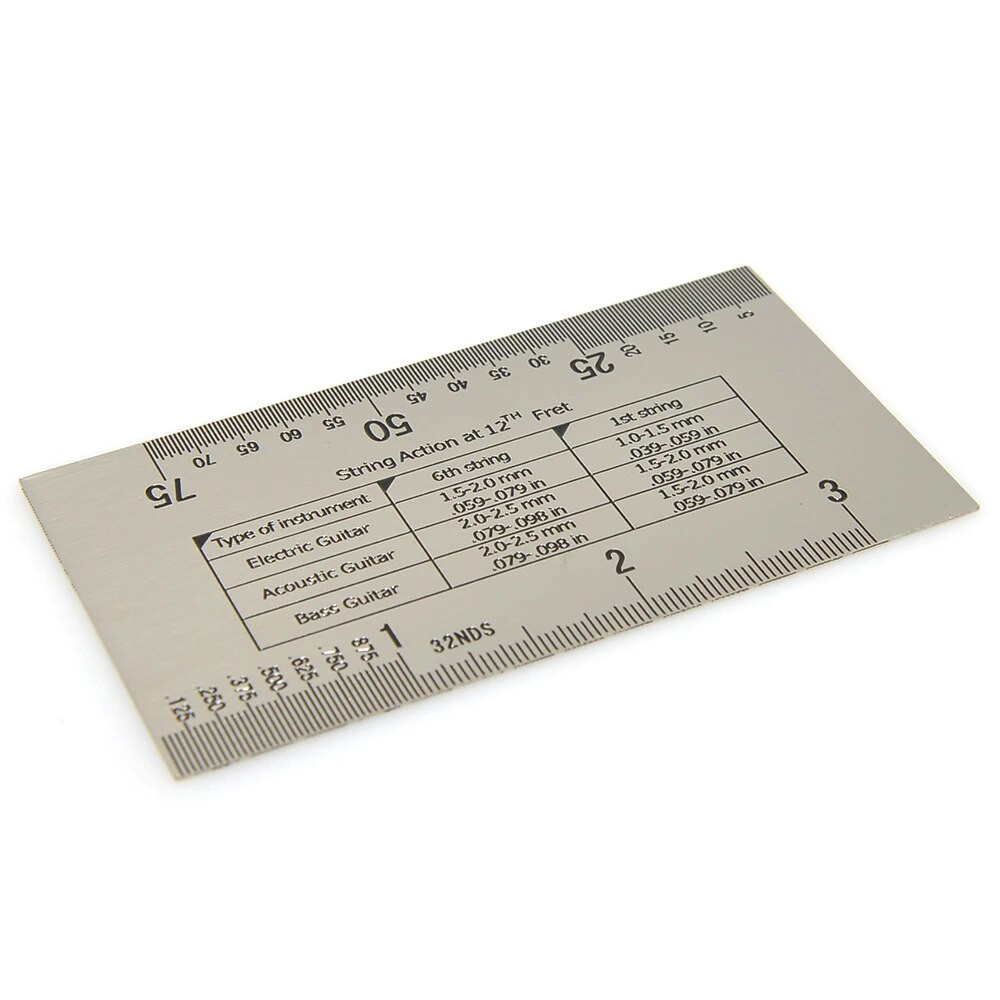 Stainless Steel Guitar String Action Gauge – detail or use view