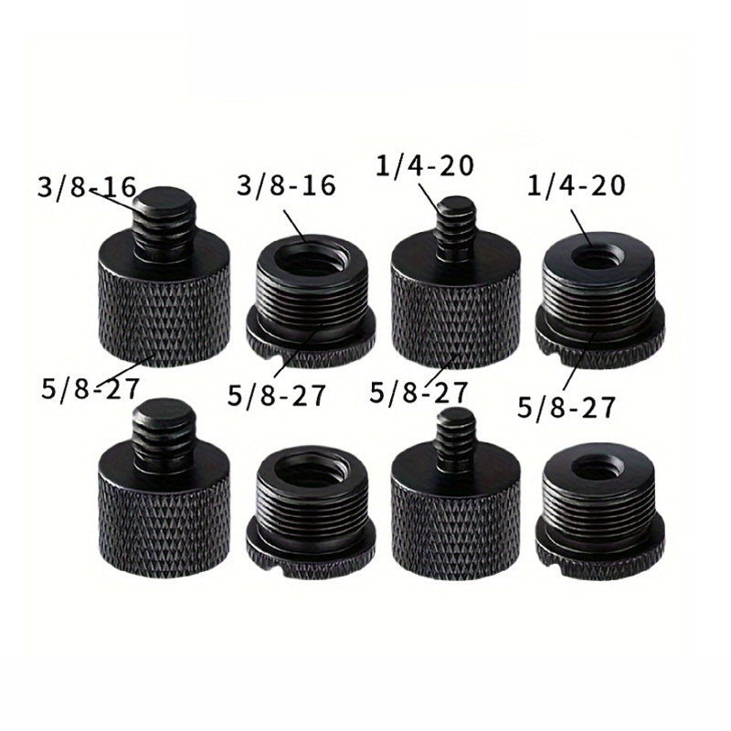 Black Microphone Stand Thread Adapter Set – 8 Pieces — supplied product