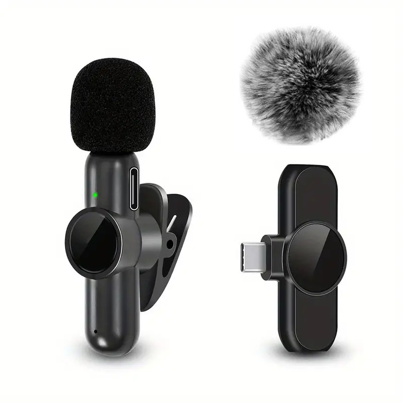 USB-C Wireless Lavalier Microphone with Windshield – Single Mic