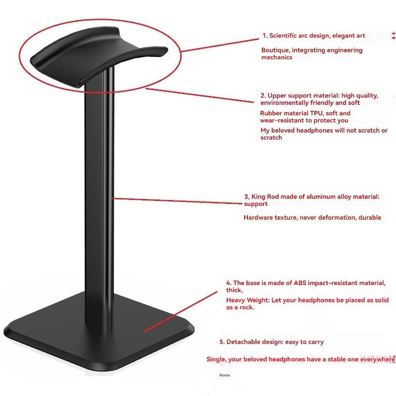 Black Aluminium Desktop Headphone Stand