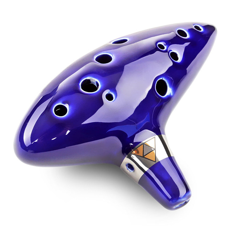 12-Hole Alto C Ceramic Ocarina with Lanyard – Blue