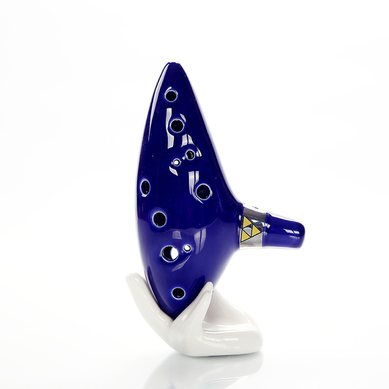 12-Hole Alto C Ceramic Ocarina with Lanyard – Blue