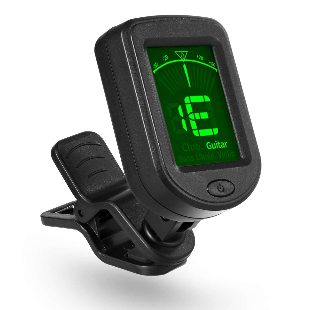 Clip-On Chromatic Tuner for Guitar, Bass, Ukulele & Violin