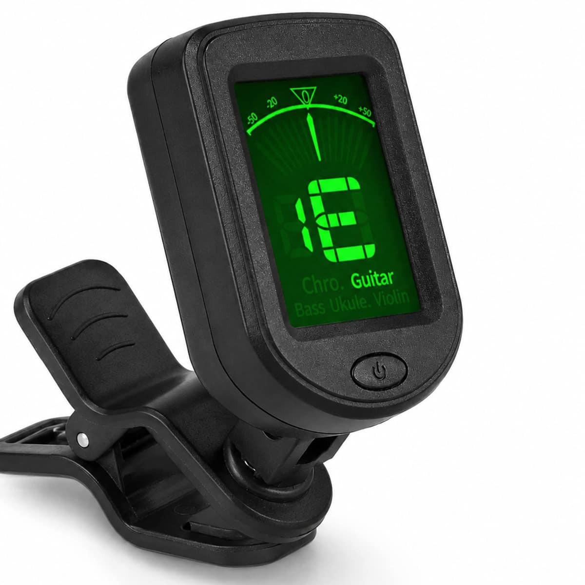 Clip-On Chromatic Tuner for Guitar, Bass, Ukulele & Violin