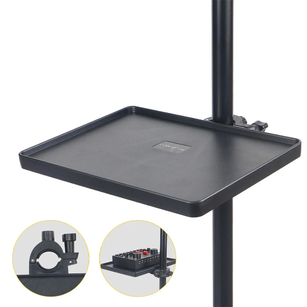Clamp-On Microphone Stand Sound Card & Phone Tray – Black