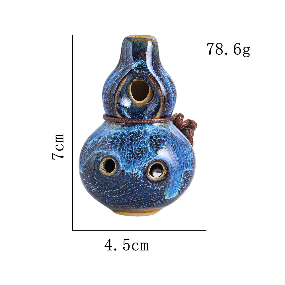 7-Hole Red Glazed Ceramic Ocarina with Lanyard
