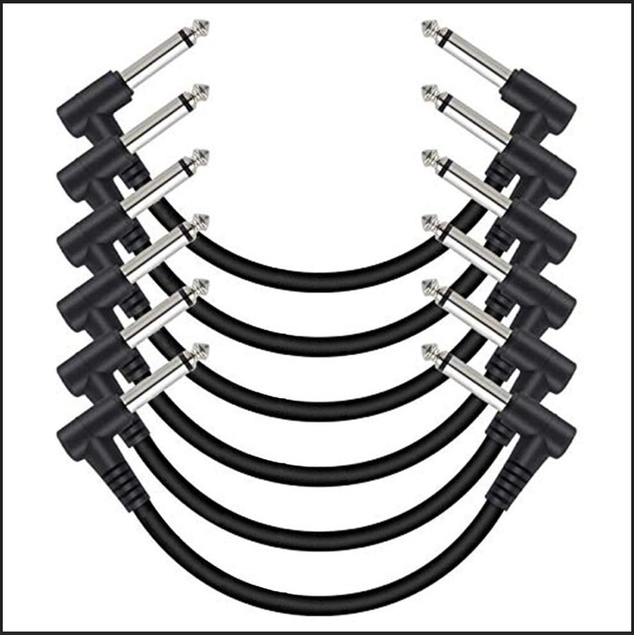 6-Pack 20cm Right-Angle Guitar Pedal Patch Cables