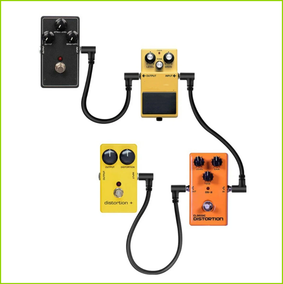 6-Pack 20cm Right-Angle Guitar Pedal Patch Cables — detail or usage view