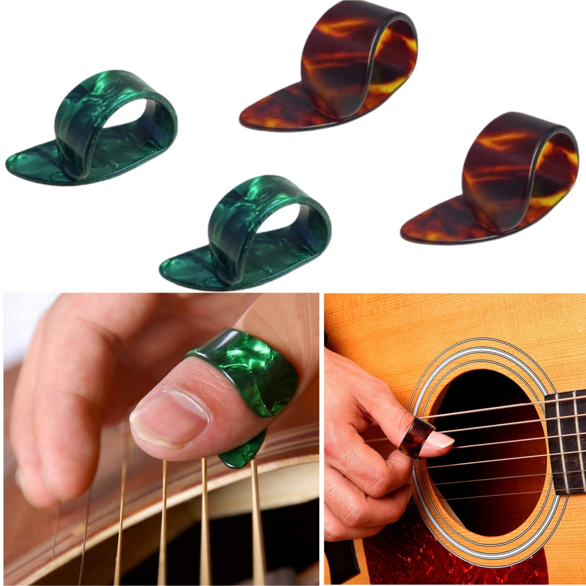 4-Piece Celluloid Guitar Thumb & Finger Pick Set